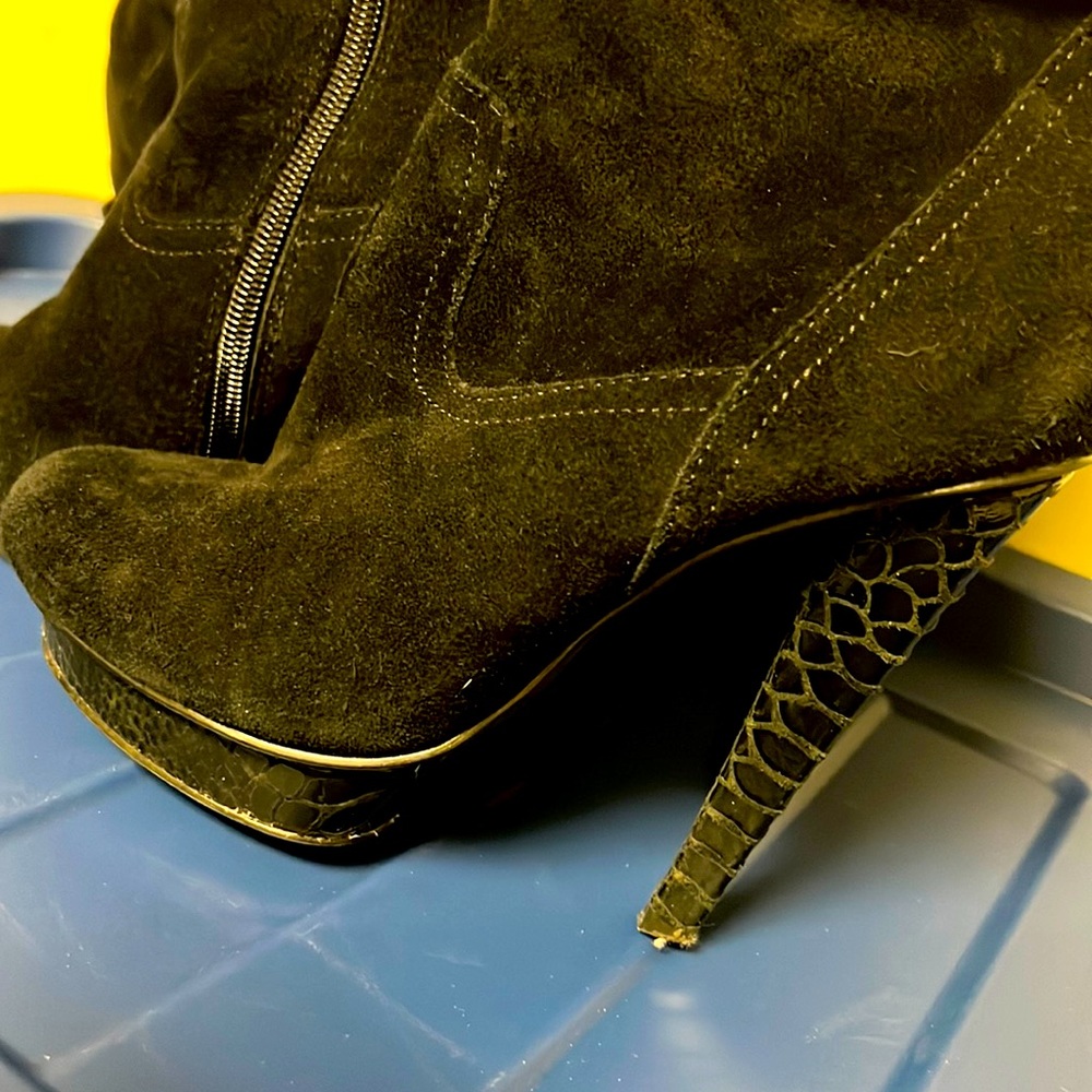Black suede knee high boots